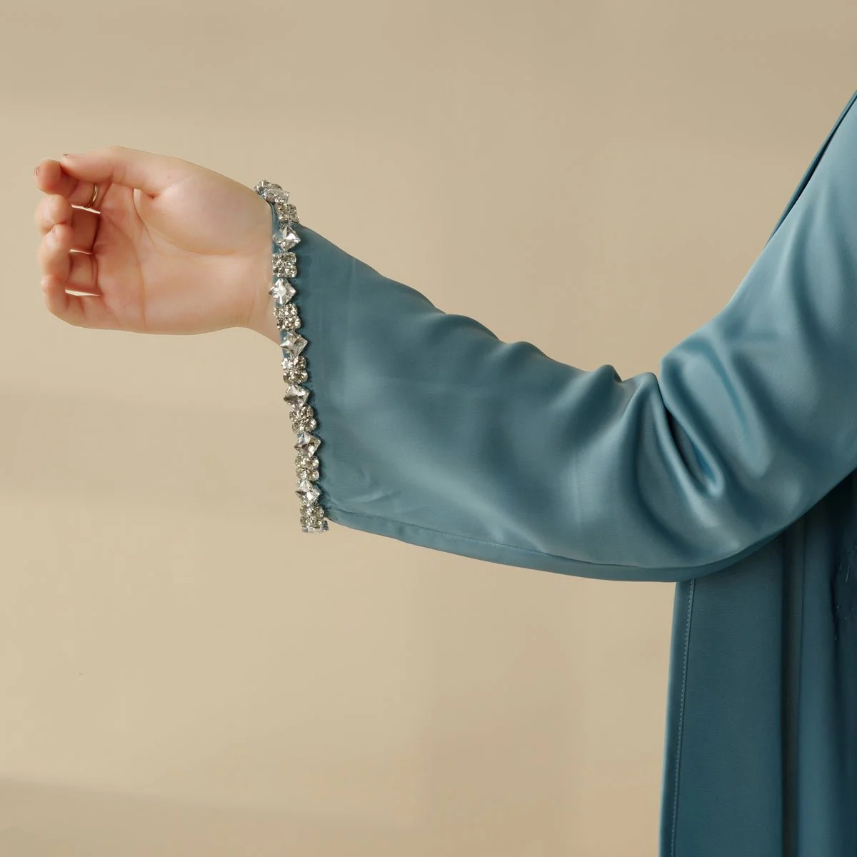 Cape Abaya, Haute Couture Heavy Rhinestone Abaya (MOA067) - Image 11