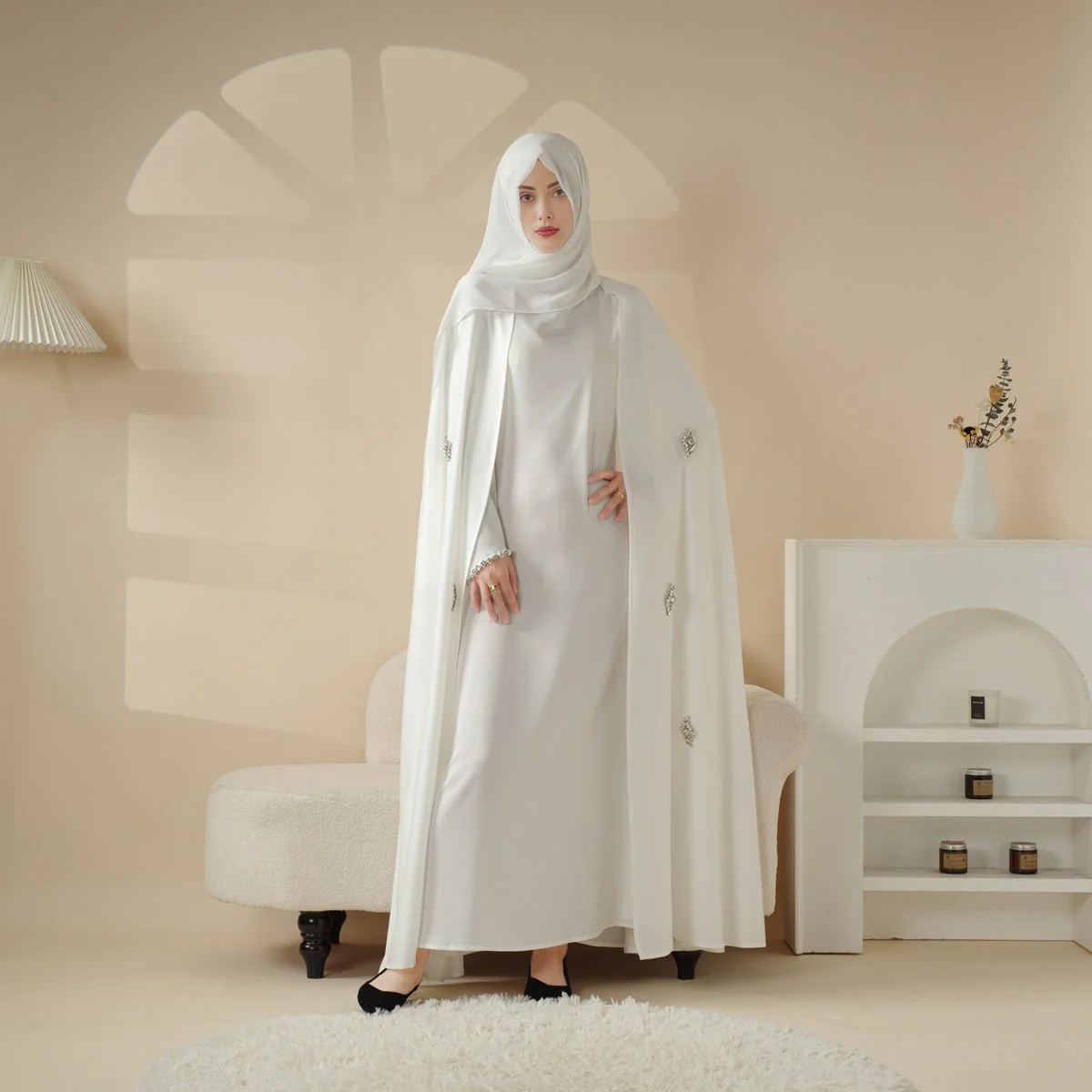 Cape Abaya, Haute Couture Heavy Rhinestone Abaya (MOA067) - Image 20