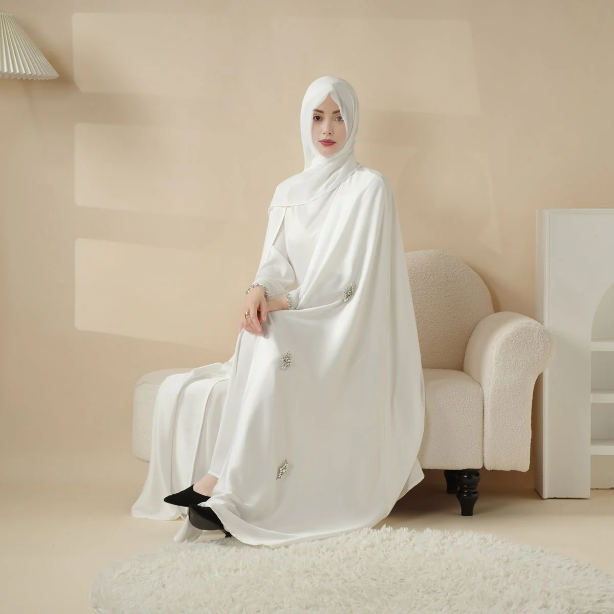 Cape Abaya, Haute Couture Heavy Rhinestone Abaya (MOA067) - Image 5