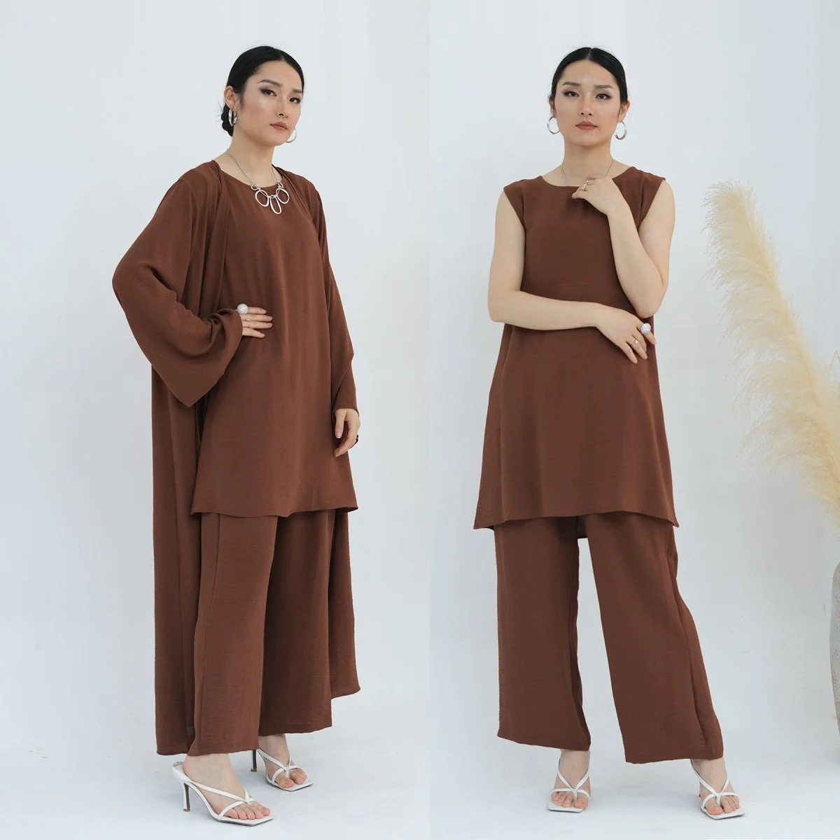Sleeveless Top and Pants 3-Piece Set Abaya (MOA076) - Image 10