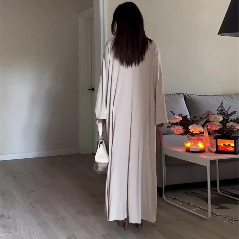 High Neck Casual Slim Shawl Abaya 2-Piece Set (MOA091) - Image 4