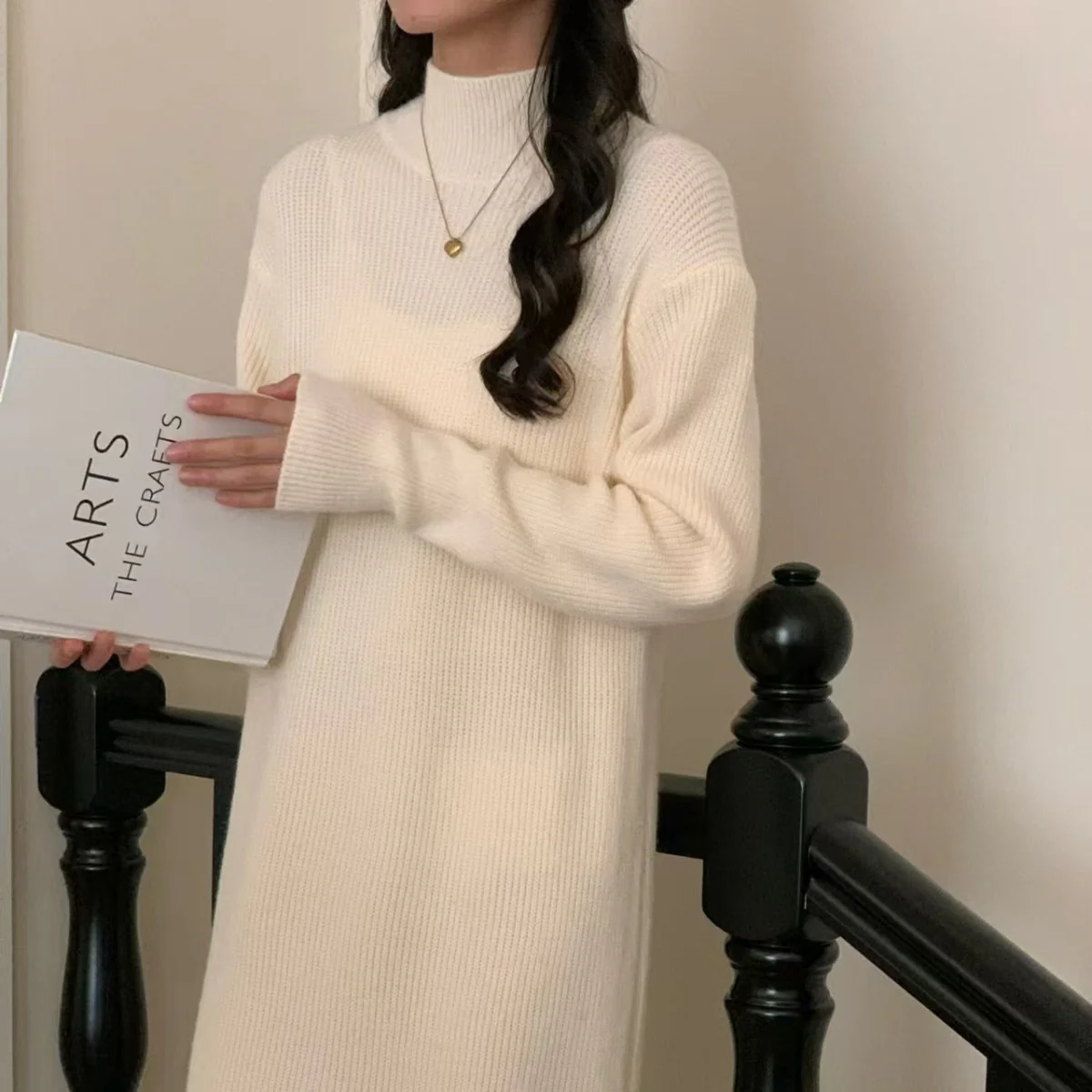 Mock Neck Ribbed Knit Maxi Dress(MS158) - Image 10
