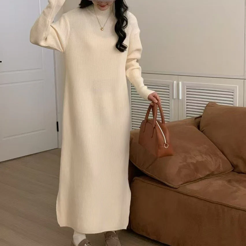 Mock Neck Ribbed Knit Maxi Dress(MS158) - Image 11
