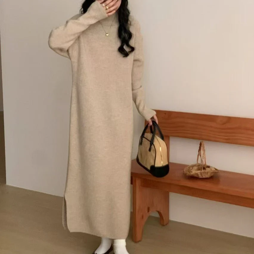 Mock Neck Ribbed Knit Maxi Dress(MS158) - Image 5
