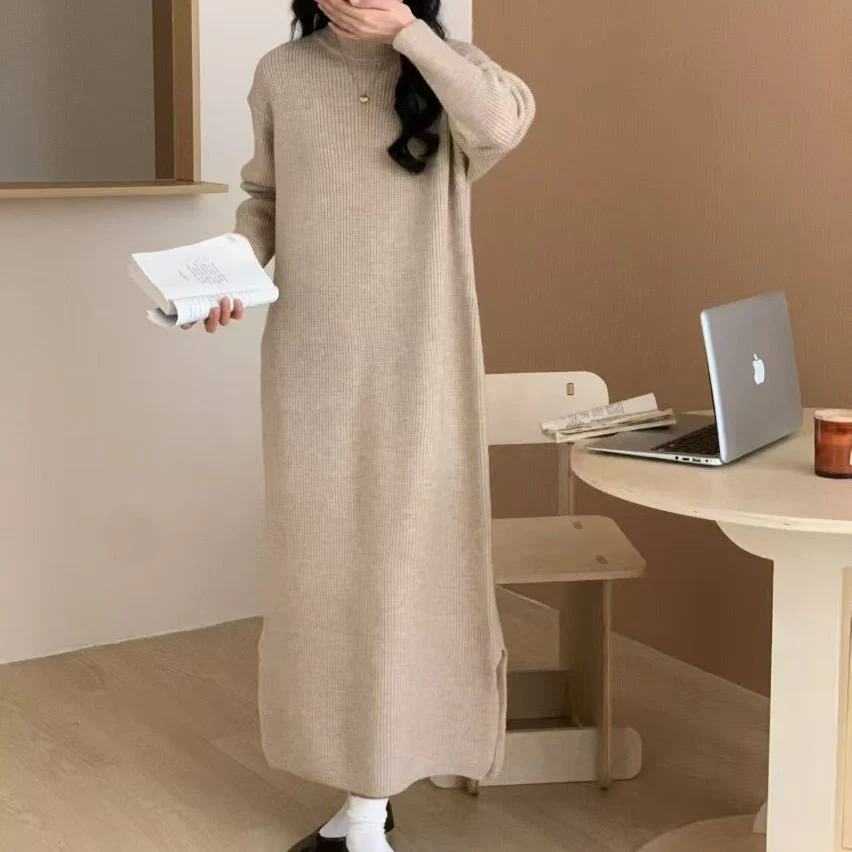 Mock Neck Ribbed Knit Maxi Dress(MS158) - Image 6