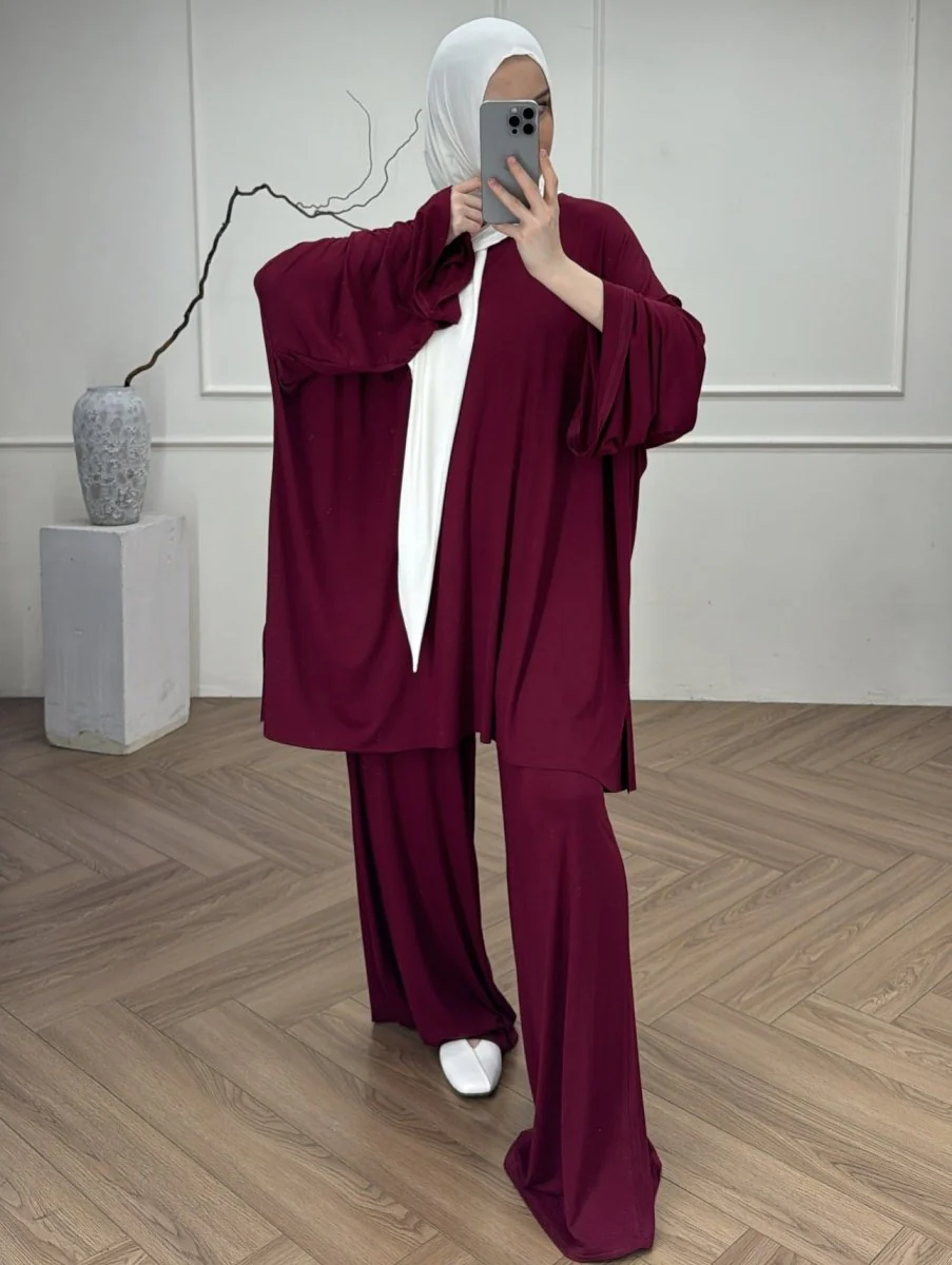 Modal Jersey Two-Piece Set | Muslim Women's Loose Fit Abaya (MS098) - Image 10