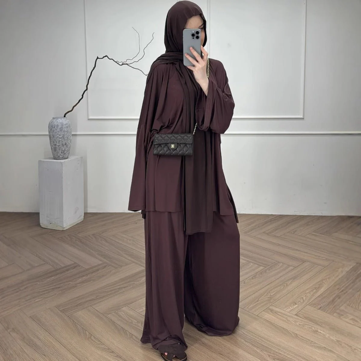 Modal Jersey Two-Piece Set | Muslim Women's Loose Fit Abaya (MS098) - Image 3