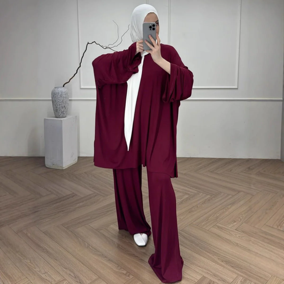 Modal Jersey Two-Piece Set | Muslim Women's Loose Fit Abaya (MS098) - Image 4