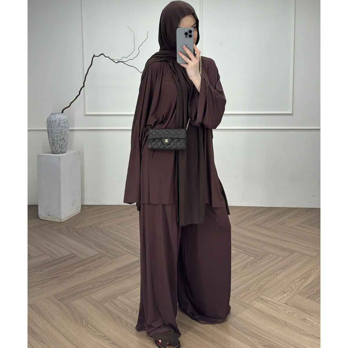 Modal Jersey Two-Piece Set | Muslim Women's Loose Fit Abaya (MS098) - Image 7