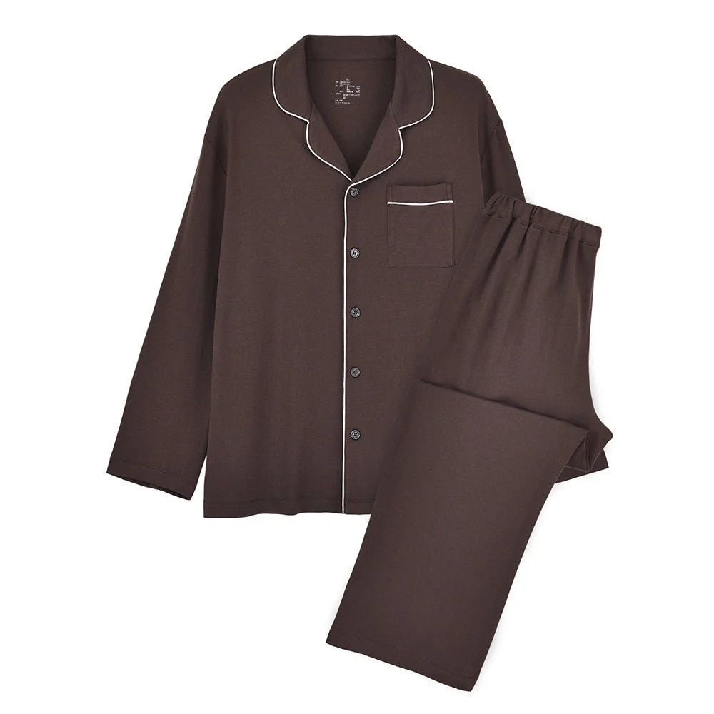 Modal Mixed Cotton Knitted Pajamas Couple Loungewear Set Soft and Smooth (MS085) - Image 14