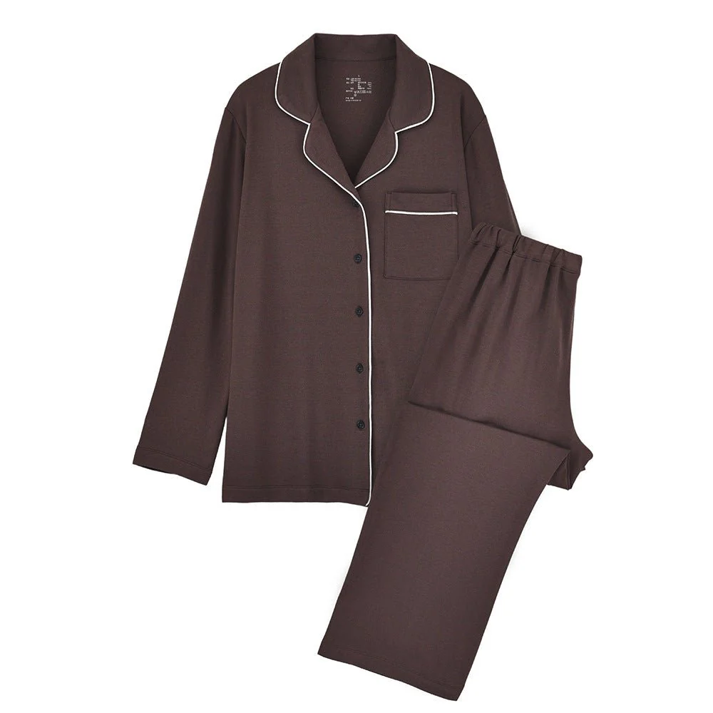Modal Mixed Cotton Knitted Pajamas Couple Loungewear Set Soft and Smooth (MS085) - Image 4