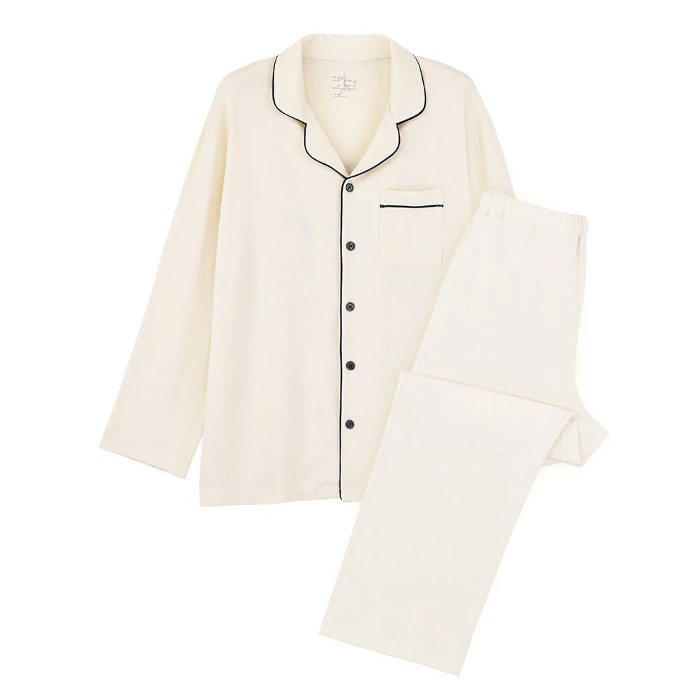 Modal Mixed Cotton Knitted Pajamas Couple Loungewear Set Soft and Smooth (MS085) - Image 6
