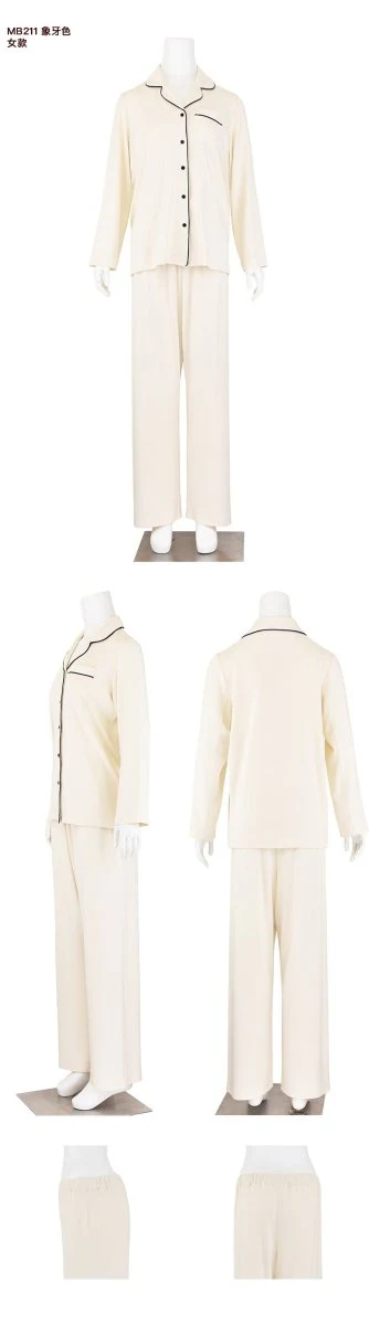Modal Mixed Cotton Knitted Pajamas Couple Loungewear Set Soft and Smooth (MS085) - Image 9