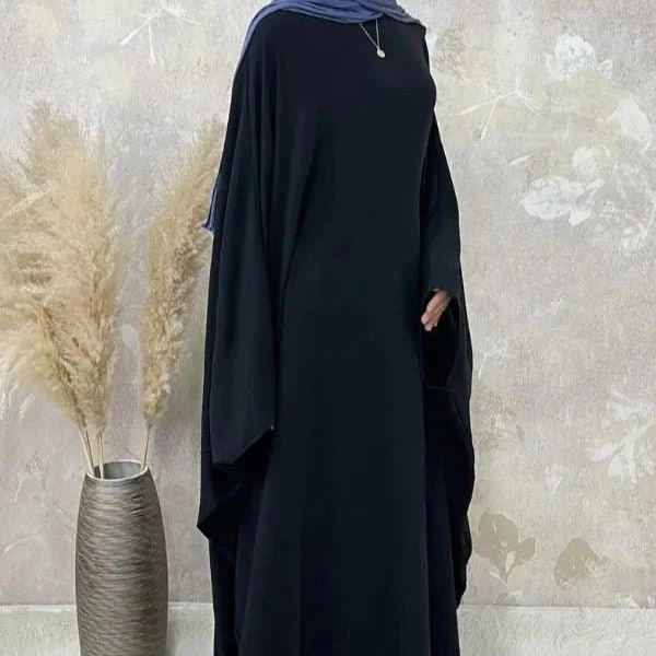Modest Batwing Sleeve  Loose Solid Color Maxi Abaya(MA172) - Image 10