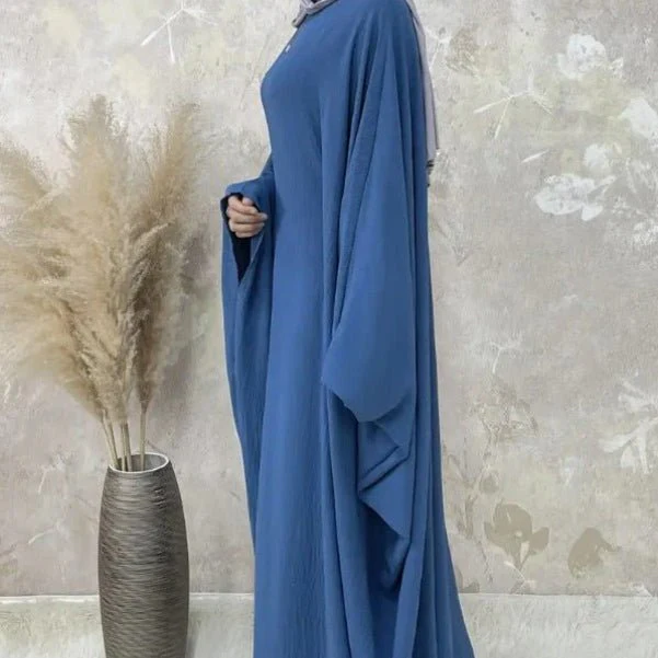 Modest Batwing Sleeve  Loose Solid Color Maxi Abaya(MA172) - Image 15