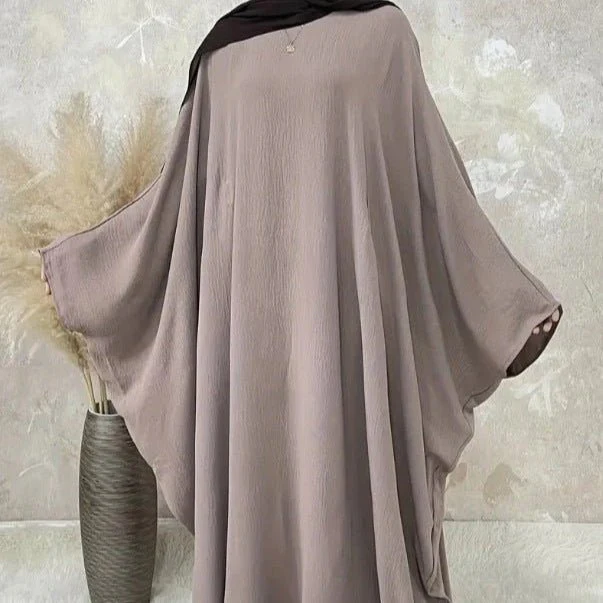 Modest Batwing Sleeve  Loose Solid Color Maxi Abaya(MA172) - Image 17