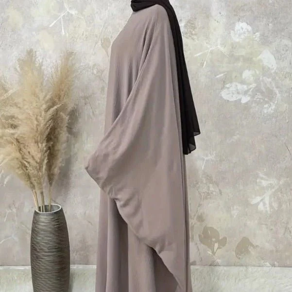 Modest Batwing Sleeve  Loose Solid Color Maxi Abaya(MA172) - Image 19