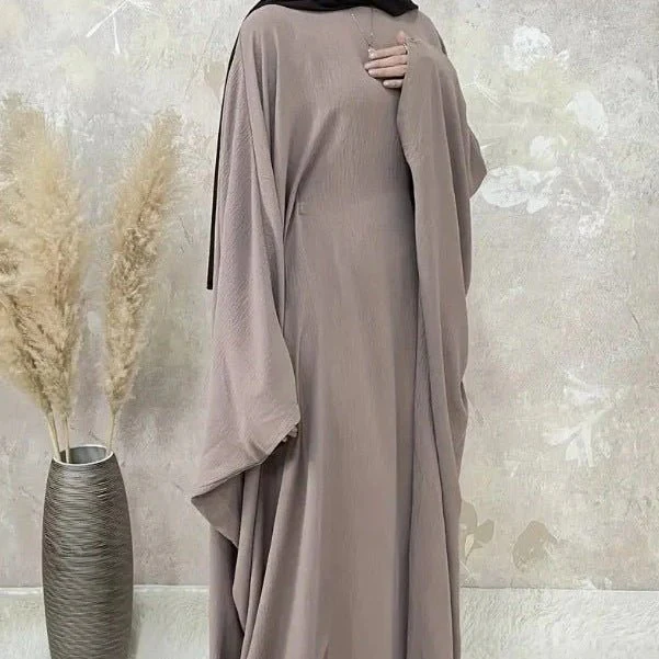 Modest Batwing Sleeve  Loose Solid Color Maxi Abaya(MA172) - Image 20