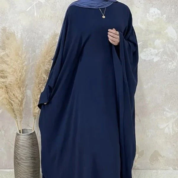 Modest Batwing Sleeve  Loose Solid Color Maxi Abaya(MA172) - Image 24