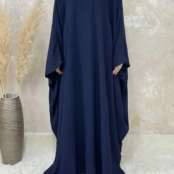 Modest Batwing Sleeve  Loose Solid Color Maxi Abaya(MA172) - Image 26