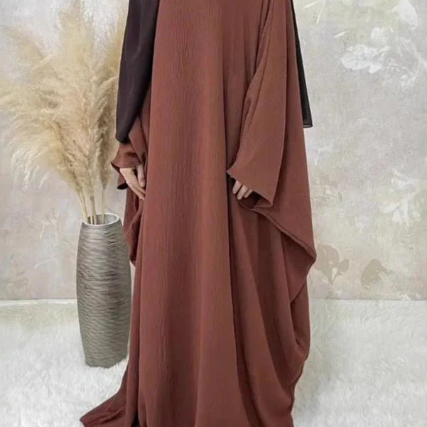Modest Batwing Sleeve  Loose Solid Color Maxi Abaya(MA172) - Image 3