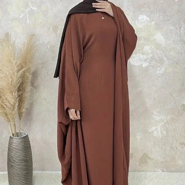 Modest Batwing Sleeve  Loose Solid Color Maxi Abaya(MA172) - Image 5