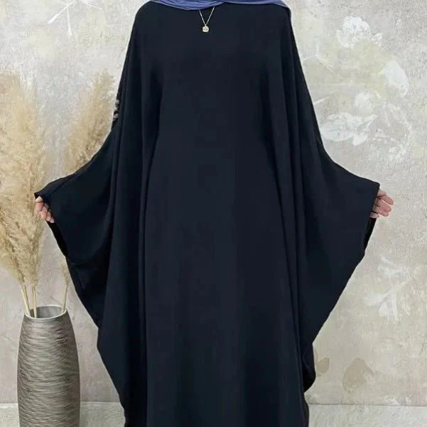 Modest Batwing Sleeve  Loose Solid Color Maxi Abaya(MA172) - Image 7