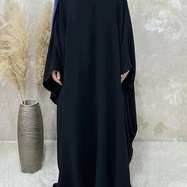 Modest Batwing Sleeve  Loose Solid Color Maxi Abaya(MA172) - Image 8