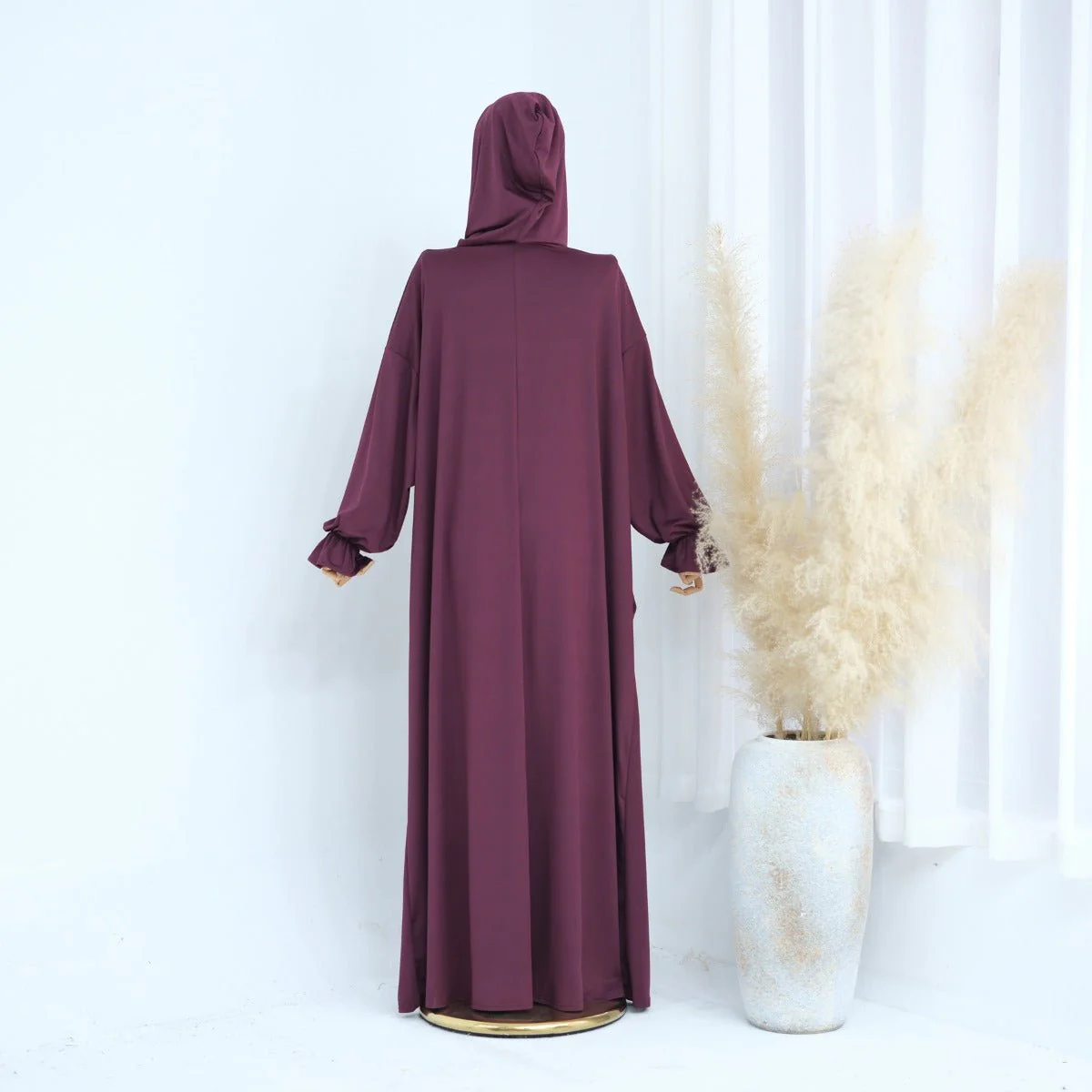 Modest Casual Hooded Abaya Collection | Tone Robes with Bubble Sleeves (MJ021) - Image 10