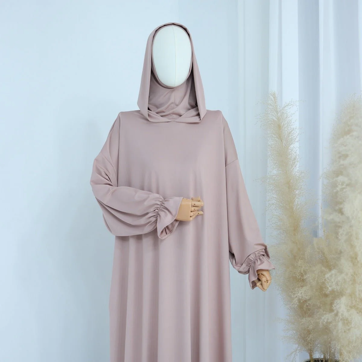 Modest Casual Hooded Abaya Collection | Tone Robes with Bubble Sleeves (MJ021) - Image 12