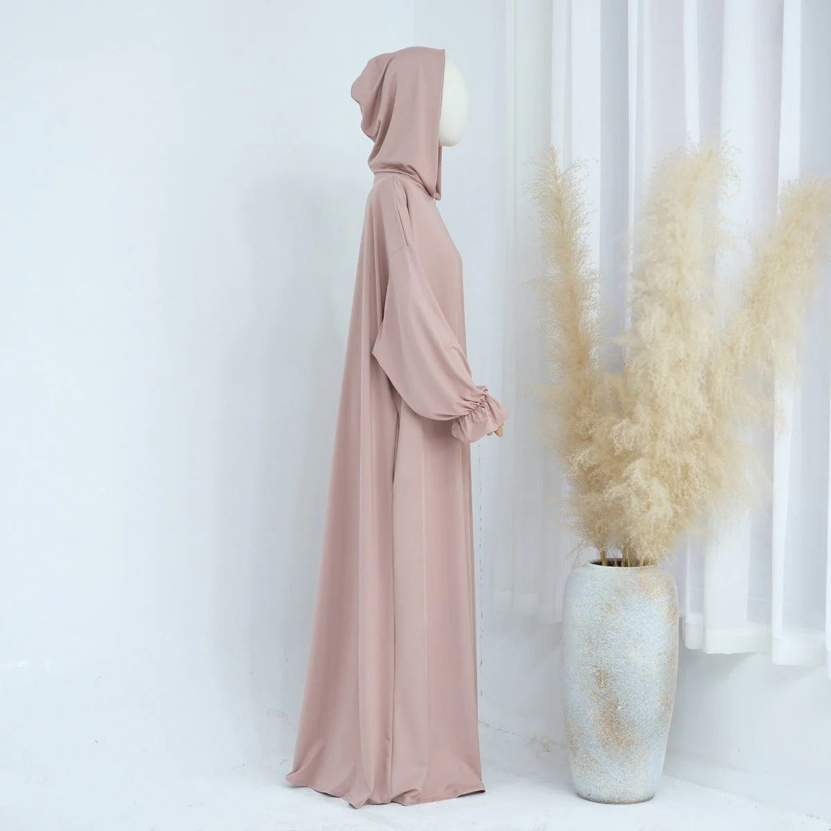 Modest Casual Hooded Abaya Collection | Tone Robes with Bubble Sleeves (MJ021) - Image 13