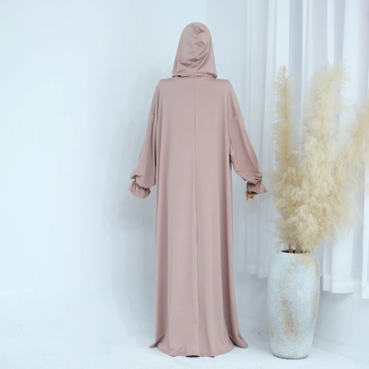 Modest Casual Hooded Abaya Collection | Tone Robes with Bubble Sleeves (MJ021) - Image 14