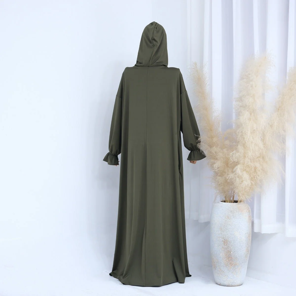Modest Casual Hooded Abaya Collection | Tone Robes with Bubble Sleeves (MJ021) - Image 17