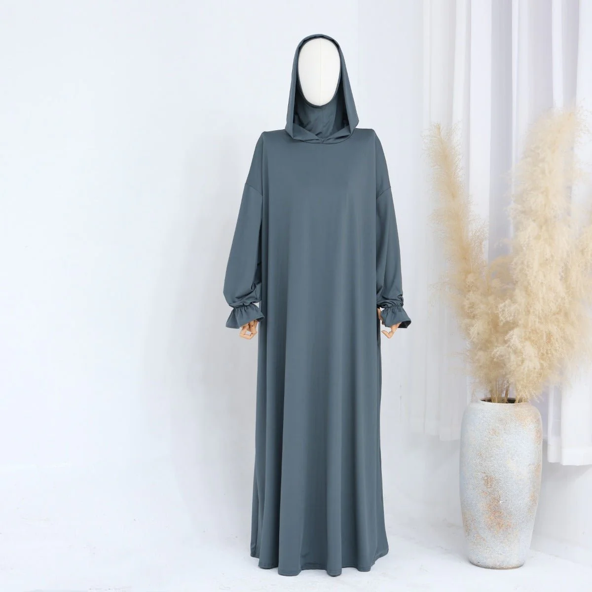 Modest Casual Hooded Abaya Collection | Tone Robes with Bubble Sleeves (MJ021) - Image 18