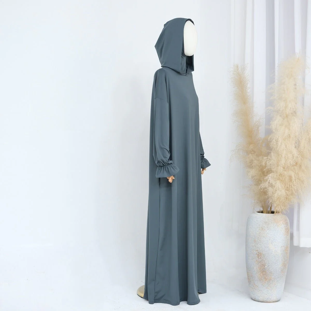 Modest Casual Hooded Abaya Collection | Tone Robes with Bubble Sleeves (MJ021) - Image 19