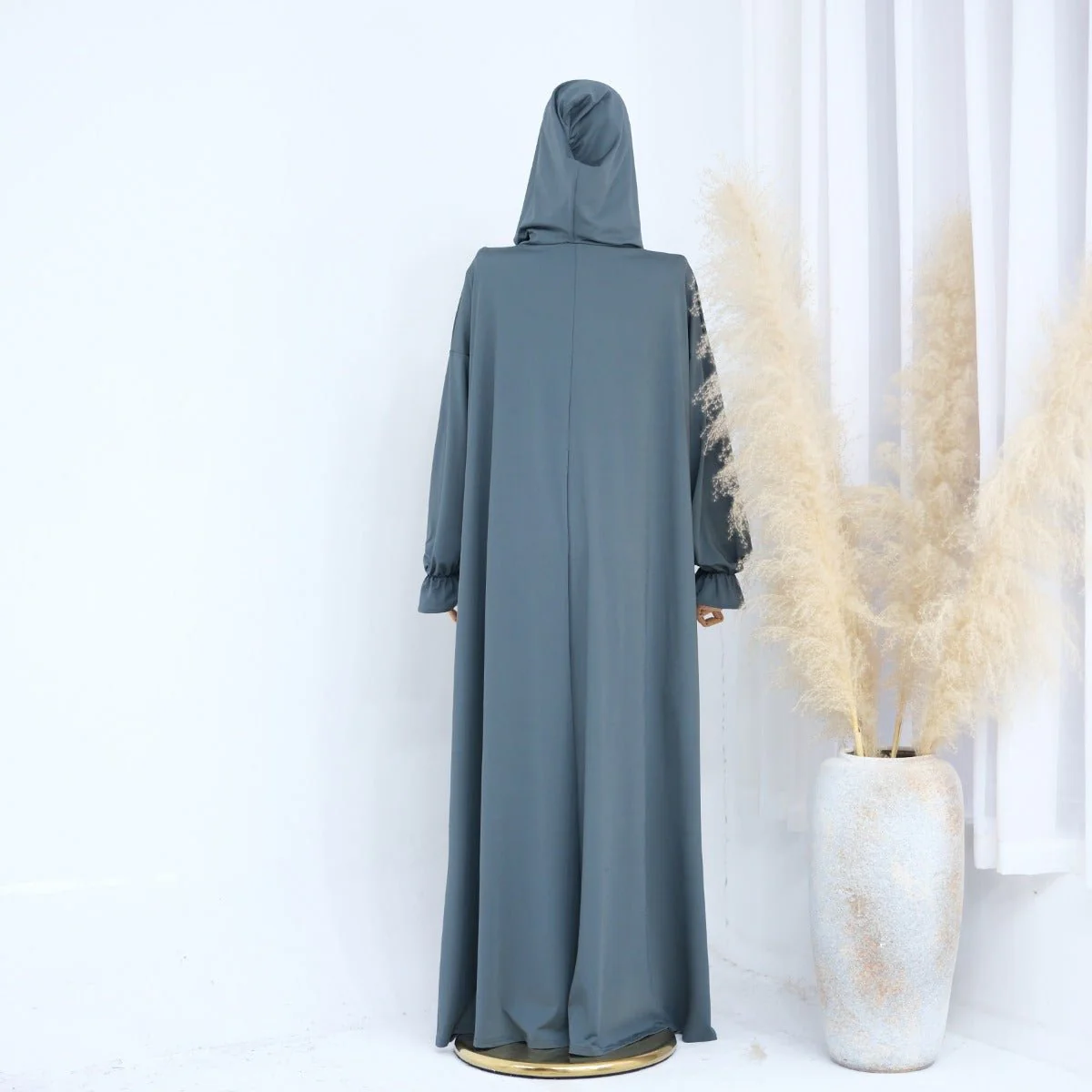 Modest Casual Hooded Abaya Collection | Tone Robes with Bubble Sleeves (MJ021) - Image 20