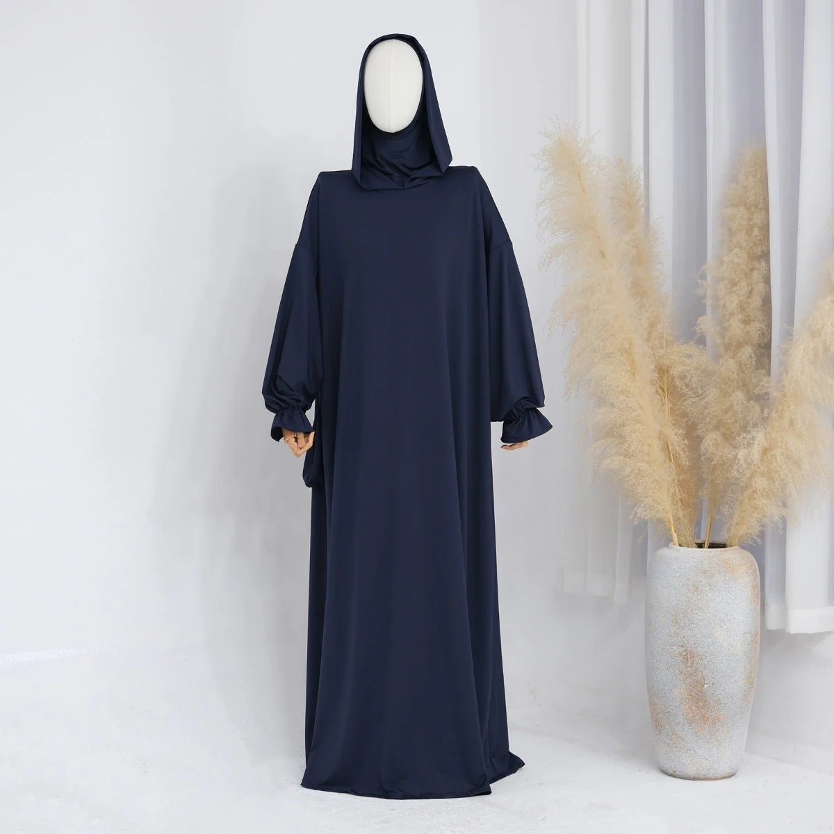 Modest Casual Hooded Abaya Collection | Tone Robes with Bubble Sleeves (MJ021) - Image 24