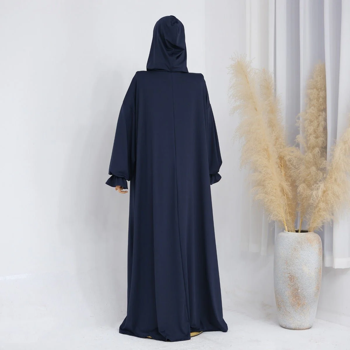 Modest Casual Hooded Abaya Collection | Tone Robes with Bubble Sleeves (MJ021) - Image 26