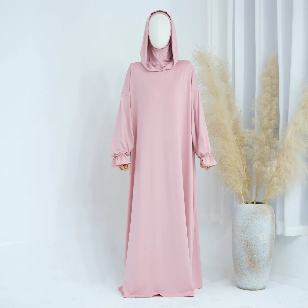 Modest Casual Hooded Abaya Collection | Tone Robes with Bubble Sleeves (MJ021) - Image 29