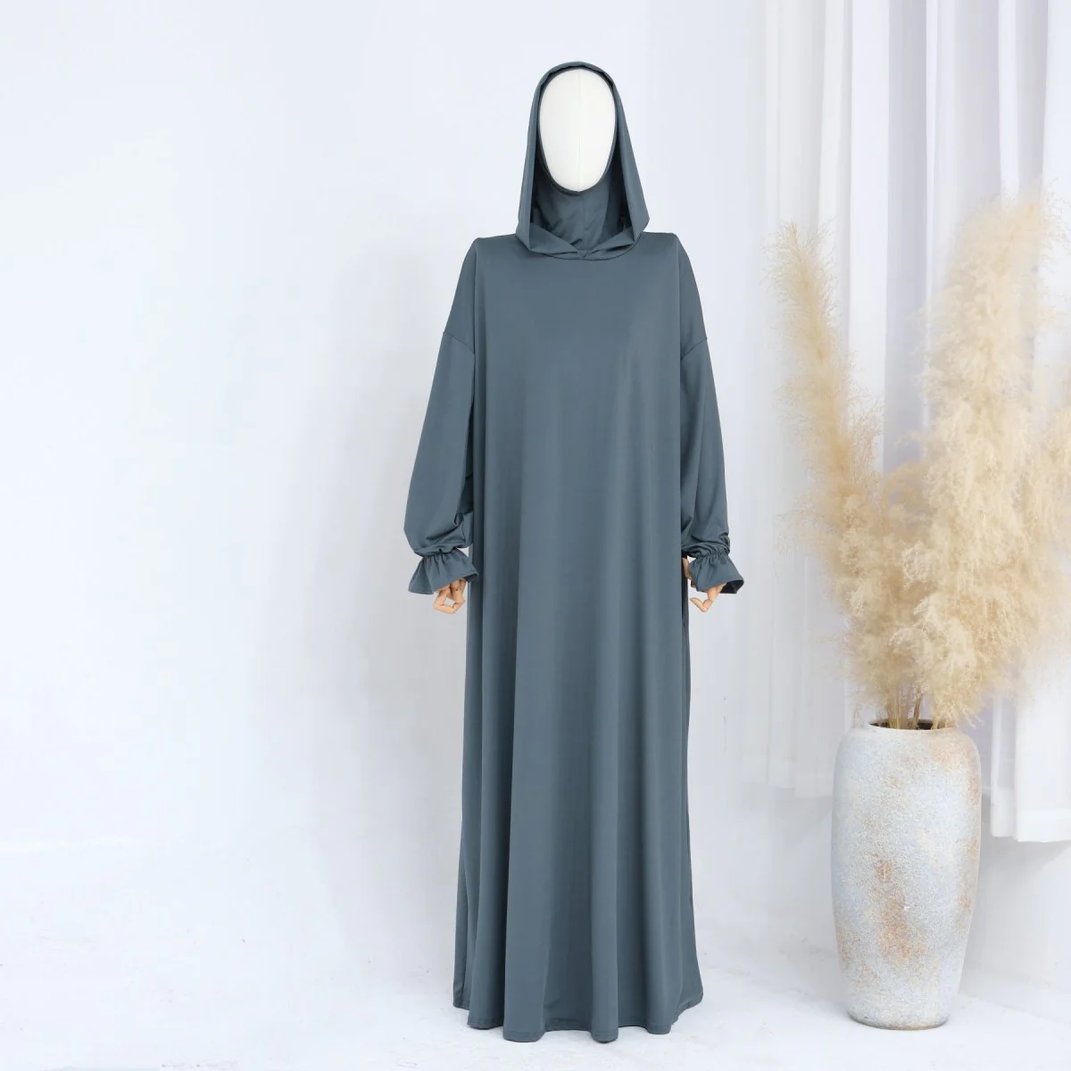 Modest Casual Hooded Abaya Collection | Tone Robes with Bubble Sleeves (MJ021) - Image 30