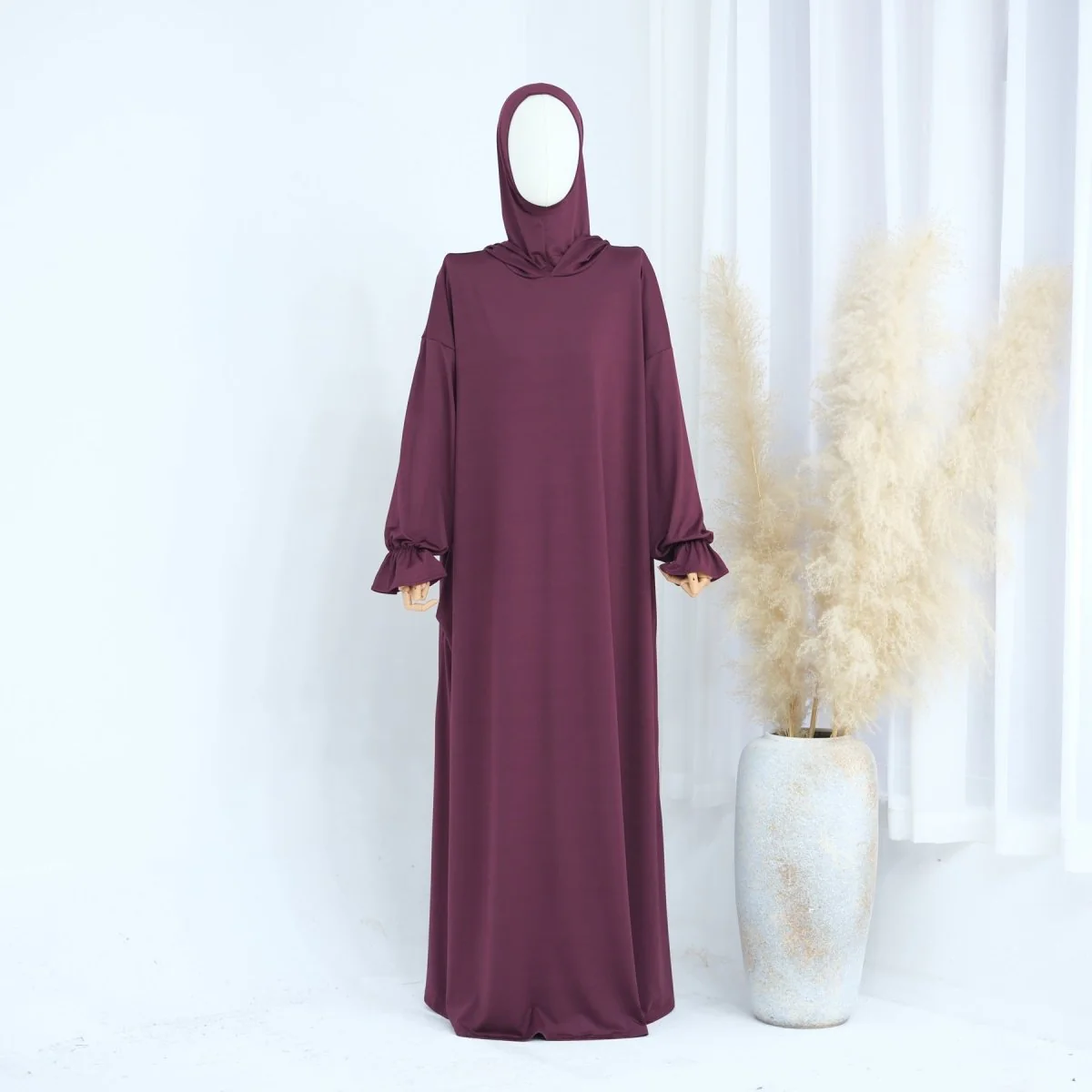 Modest Casual Hooded Abaya Collection | Tone Robes with Bubble Sleeves (MJ021) - Image 36