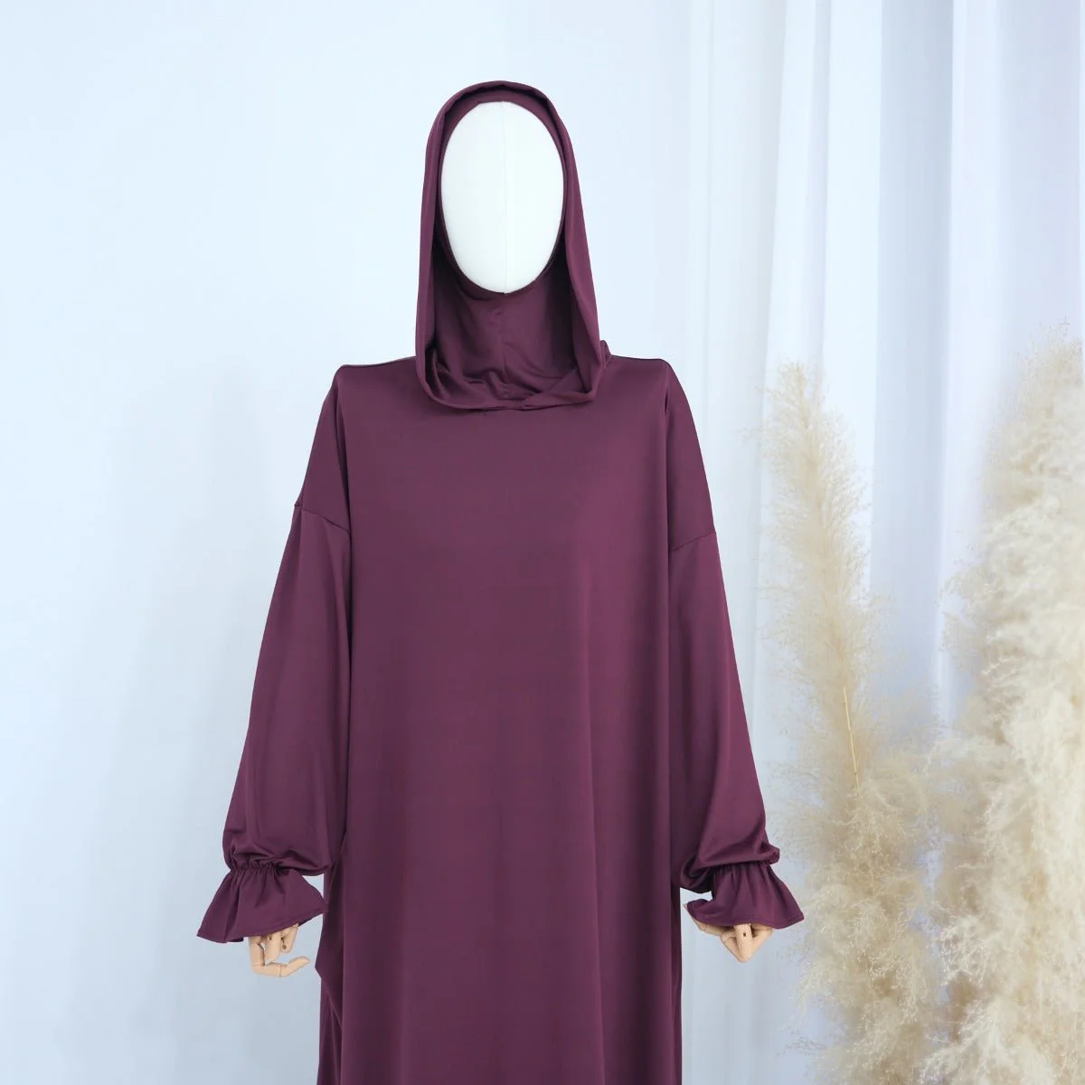 Modest Casual Hooded Abaya Collection | Tone Robes with Bubble Sleeves (MJ021) - Image 8