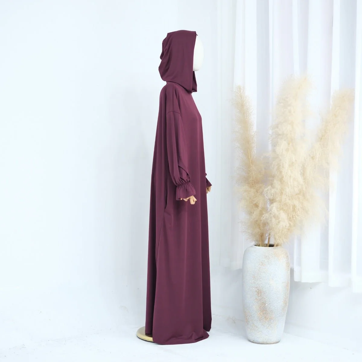 Modest Casual Hooded Abaya Collection | Tone Robes with Bubble Sleeves (MJ021) - Image 9