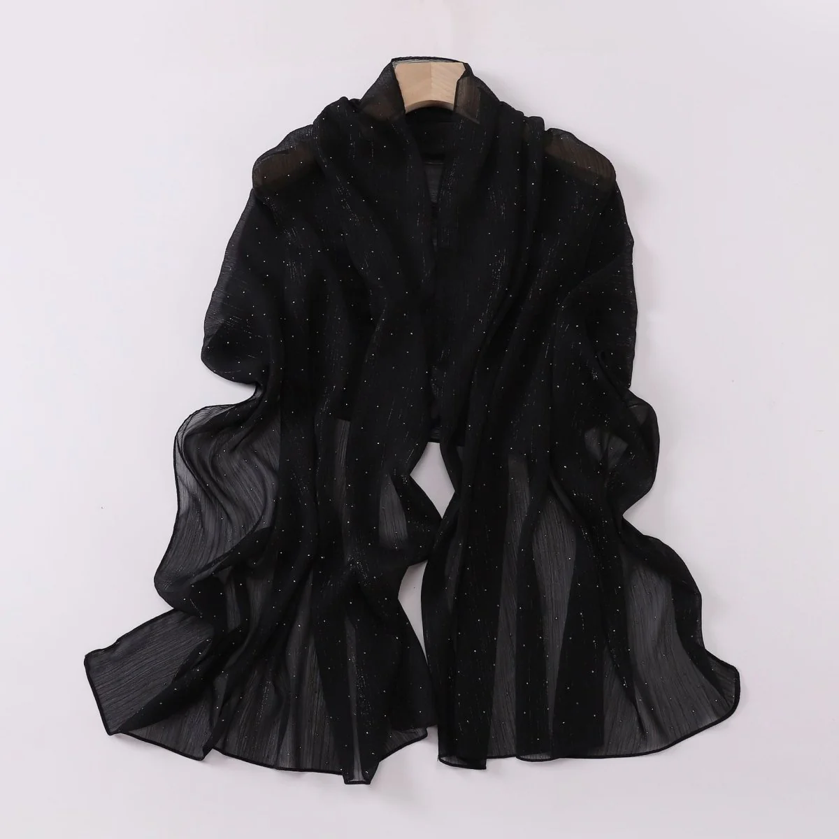 Modest Elegance Silver Crinkle Drape Hijab with Rhinestones (MH155) - Image 11