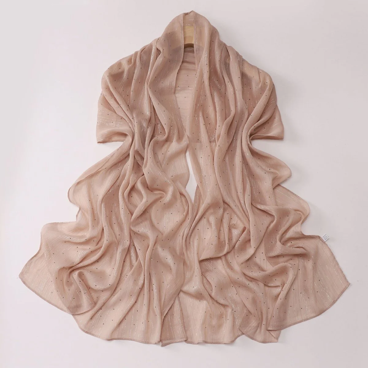 Modest Elegance Silver Crinkle Drape Hijab with Rhinestones (MH155) - Image 16