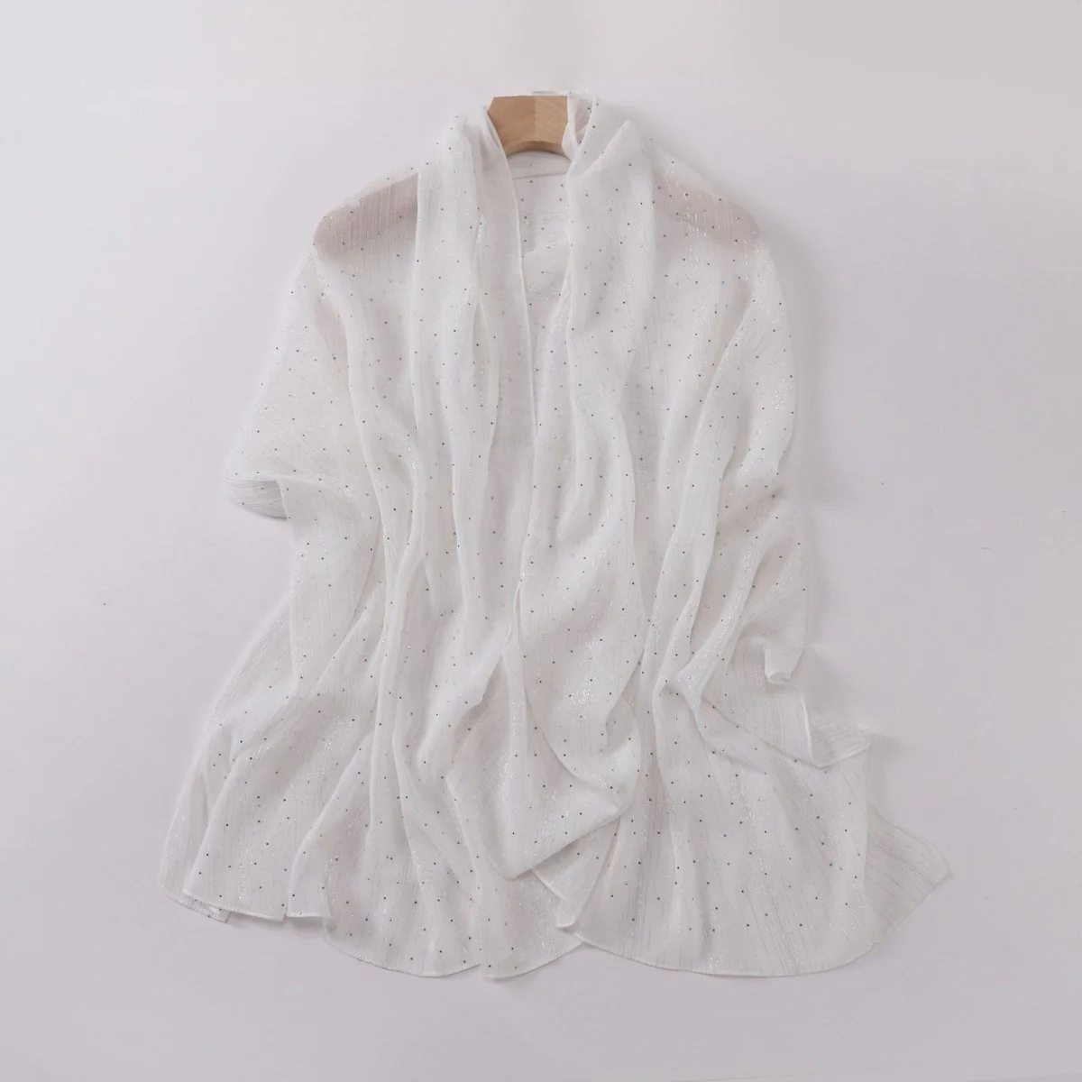Modest Elegance Silver Crinkle Drape Hijab with Rhinestones (MH155) - Image 3