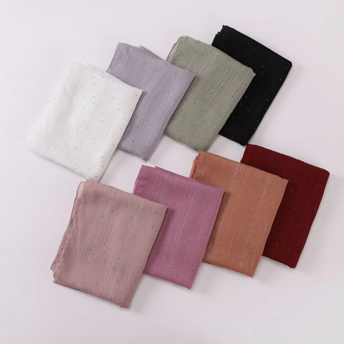 Modest Elegance Silver Crinkle Drape Hijab with Rhinestones (MH155) - Image 6