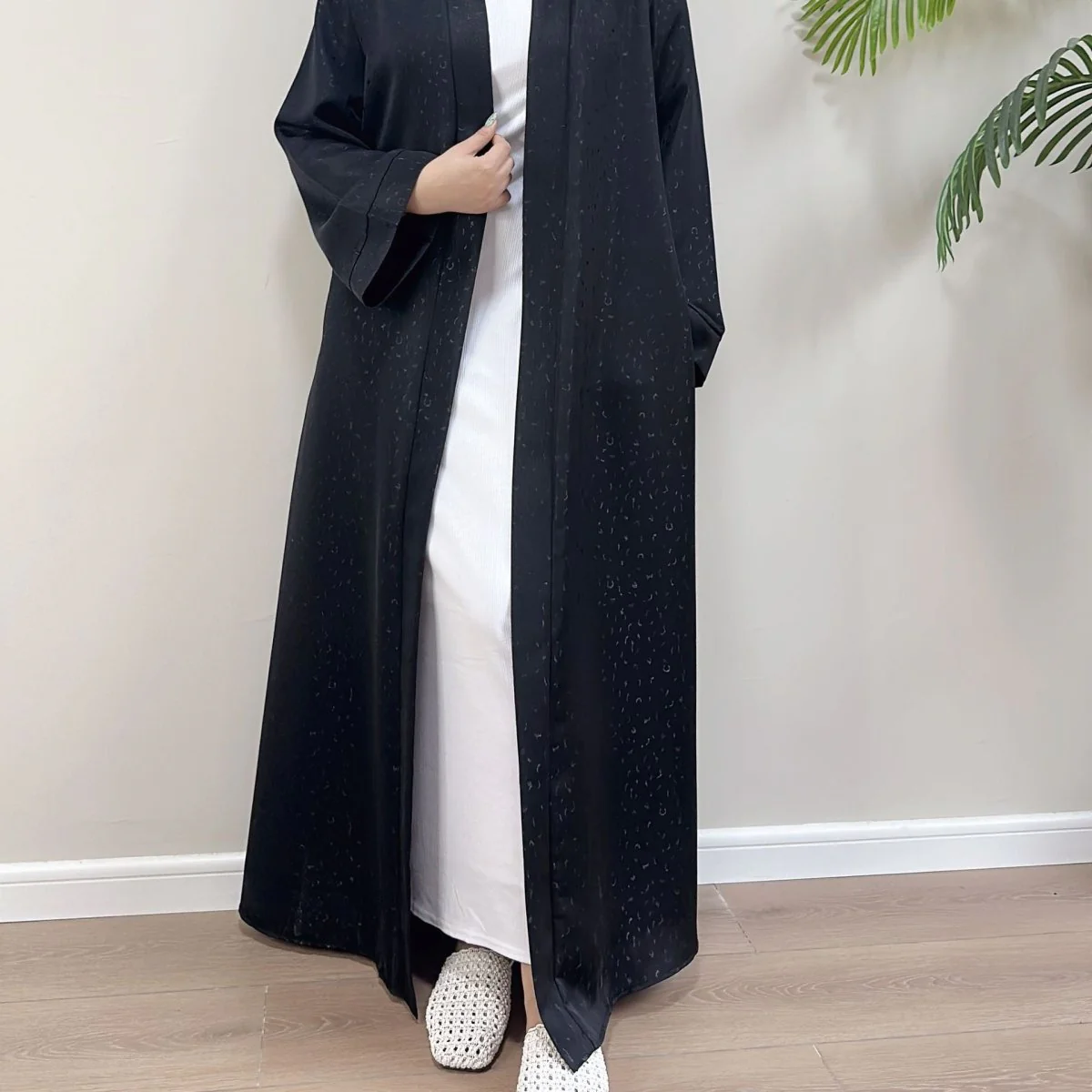 Modest Elegant Dress 3D Textured Printer with Flared Sleeves(MOA210) - Image 10