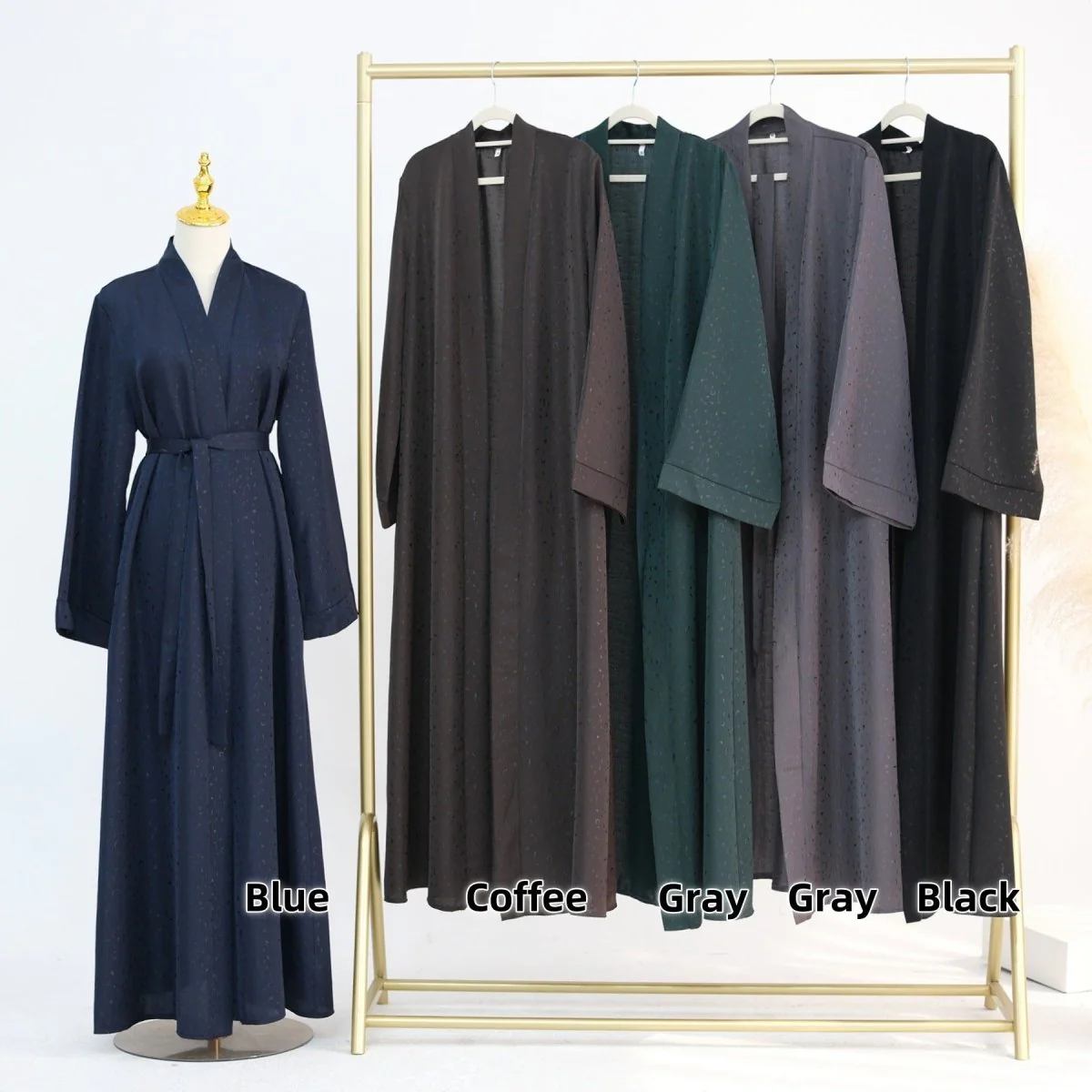 Modest Elegant Dress 3D Textured Printer with Flared Sleeves(MOA210) - Image 14