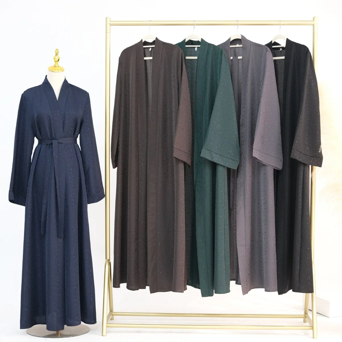 Modest Elegant Dress 3D Textured Printer with Flared Sleeves(MOA210) - Image 15